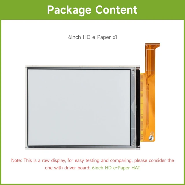 Alt view image 2 of 5 - Waveshare 6inch E-Ink Raw Display Compatible with Raspberry Pi 4B/3B+/3B/2B/B+/A+/Zero/Zero W/WH/Zero 2W Series Boards 1448×1072 High Definition 16 Gray Scale Without PCB Supports Partial Refresh