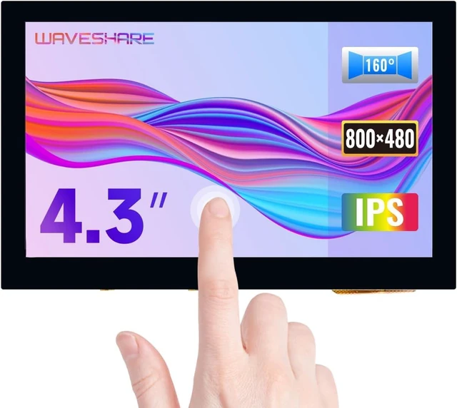 Main image of waveshare 4.3inch Capacitive Touch Display Compatible with Raspberry Pi 5/4B/3B+/3A+/3B/2B/B+/A+/CM3/3+/4 800×480 Resolution IPS Wide Angle MIPI DSI Interface
