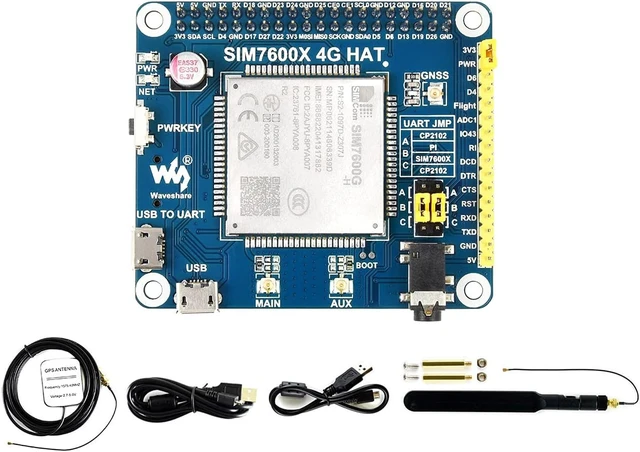 Alt view image 2 of 7 - Waveshare 4G/3G/2G/GSM/GPRS/GNSS HAT, Compatible with Raspberry Pi 5/4B/3B/Zero/Zero W/Zero 2W/Pico/Pico W/Pico WH, LTE Cat-4 4G / 3G / 2G Support, GNSS Positioning, Global Band