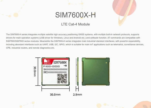 Alt view image 2 of 3 - Waveshare SIM7600G-H SIMCom Original 4G LTE Cat-4 Module with GNSS Support Powerful Expansibility with UART USB I2C GPIO