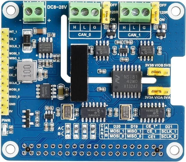 Main image of Waveshare CAN FD Expansion HAT Compatible with Raspberry Pi 2-Channel Isolated