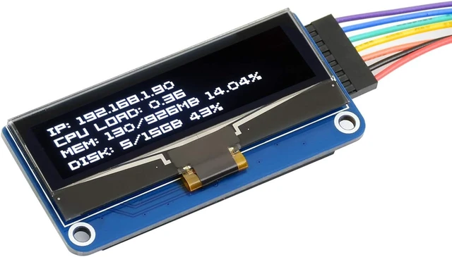Alt view image 3 of 6 - Waveshare 2.23inch OLED Display HAT for Raspberry Pi 128×32 Pixels with Embedded 1305 Driver Communicating via SPI or I2C Interface.