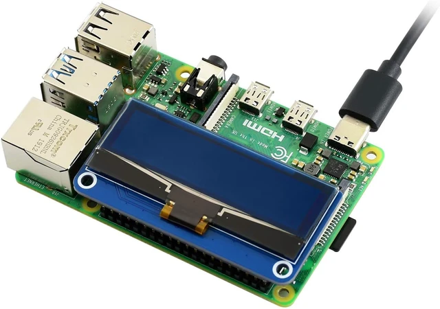 Alt view image 5 of 6 - Waveshare 2.23inch OLED Display HAT for Raspberry Pi 128×32 Pixels with Embedded 1305 Driver Communicating via SPI or I2C Interface.