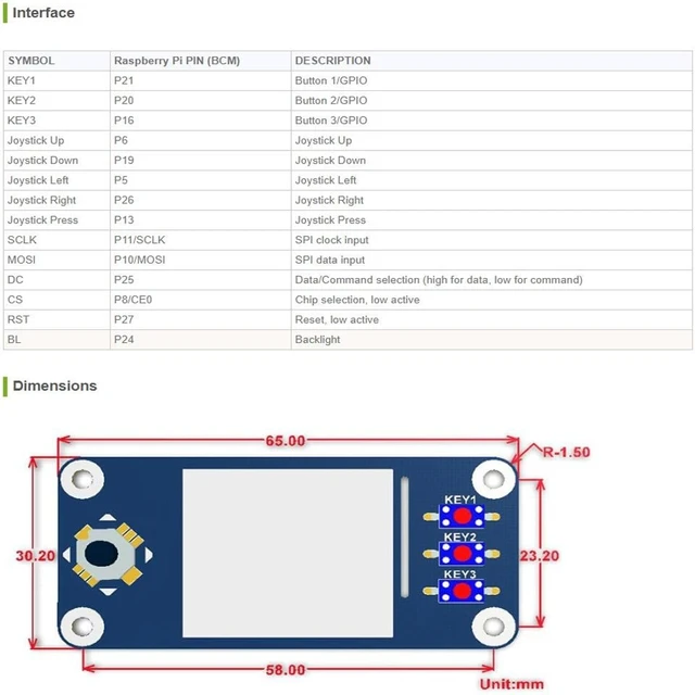 Alt view image 4 of 7 - Waveshare 1.3inch IPS LCD Display HAT, Compatible with Raspberry Pi Zero/Zero W/Zero WH/4B/3B, 240x240 Pixels, SPI Interface