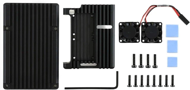 Alt view image 3 of 4 - Waveshare Aluminium Alloy Case for Raspberry Pi 4 Model B Comes with Dual Cooling Fans Firm Dust Resistance Excellent Heat Spreading