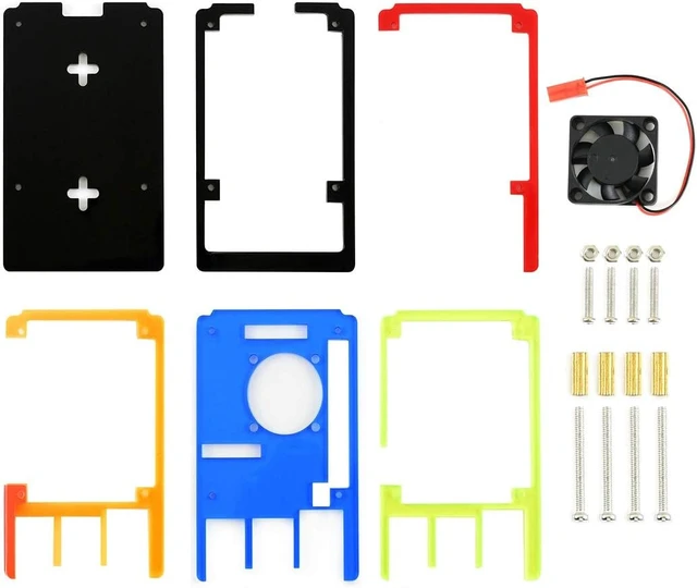 Alt view image 2 of 7 - waveshare Colorful Rainbow Acrylic Case for Raspberry Pi 4 Model B Comes with Cooling Fan Nice Looking Dust Resistance Good Heat Spreading