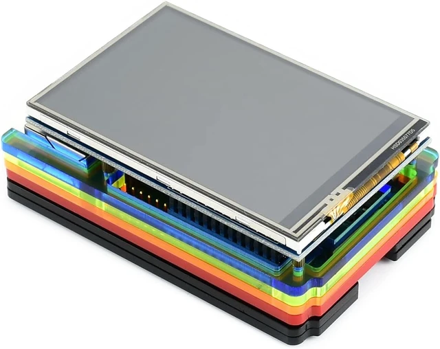 Alt view image 6 of 7 - waveshare Colorful Rainbow Acrylic Case for Raspberry Pi 4 Model B Comes with Cooling Fan Nice Looking Dust Resistance Good Heat Spreading