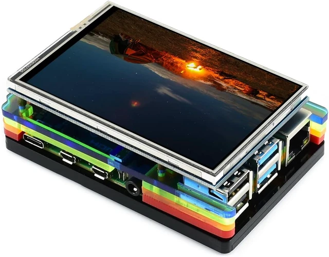 Alt view image 5 of 7 - waveshare Colorful Rainbow Acrylic Case for Raspberry Pi 4 Model B Comes with Cooling Fan Nice Looking Dust Resistance Good Heat Spreading