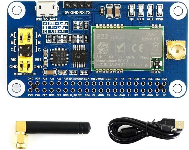 Main image of Waveshare SX1262/SX1268 LoRa HAT, Compatible with Raspberry Pi 5/4B/3B/Zero/Zero W/Zero 2W/Pico/W/WH, UART Interface, SX1262 915M LoRa HAT