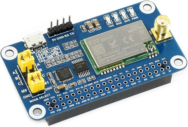 Alt view image 3 of 7 - Waveshare SX1262/SX1268 LoRa HAT, Compatible with Raspberry Pi 5/4B/3B/Zero/Zero W/Zero 2W/Pico/W/WH, UART Interface, SX1262 915M LoRa HAT