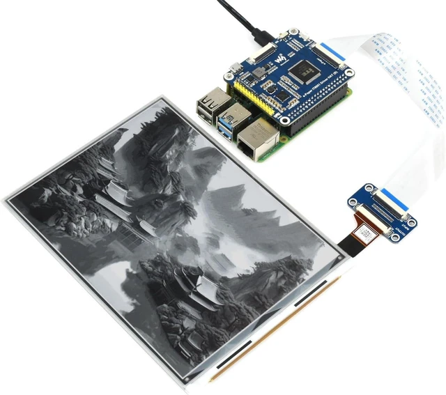 Alt view image 4 of 4 - Waveshare 7.8inch E-Ink Display HAT Compatible with Raspberry Pi4B/3B+/3B/2B/B+/A+/Zero/Zero W/WH/Zero 2W 1872×1404 Resolution IT8951 Controller USB/SPI/I80 Interface Supports Partial Refresh
