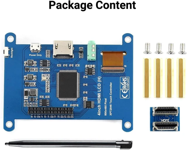 Alt view image 2 of 7 - waveshare 4inch Resistive Touch Screen LCD Compatible with Raspberry Pi 4B/3B+/3A+/2B/B+/A+/Zero/Zero W/WH/Zero 2W CM3+/4 480×800 Resolution HDMI IPS Supports Windows