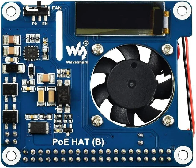 Main image of waveshare PoE HAT (B) for Raspberry Pi 3B+/4B 802.3af Power-Sourcing Equipment Required