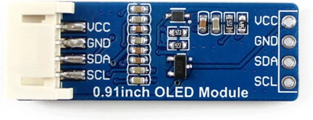 Alt view image 2 of 4 - waveshare 0.91inch OLED Display Module 128x32 Pixels with Embedded Controller Communicating via I2C Compatible with Raspberry Pi/Jetson Nano/STM32