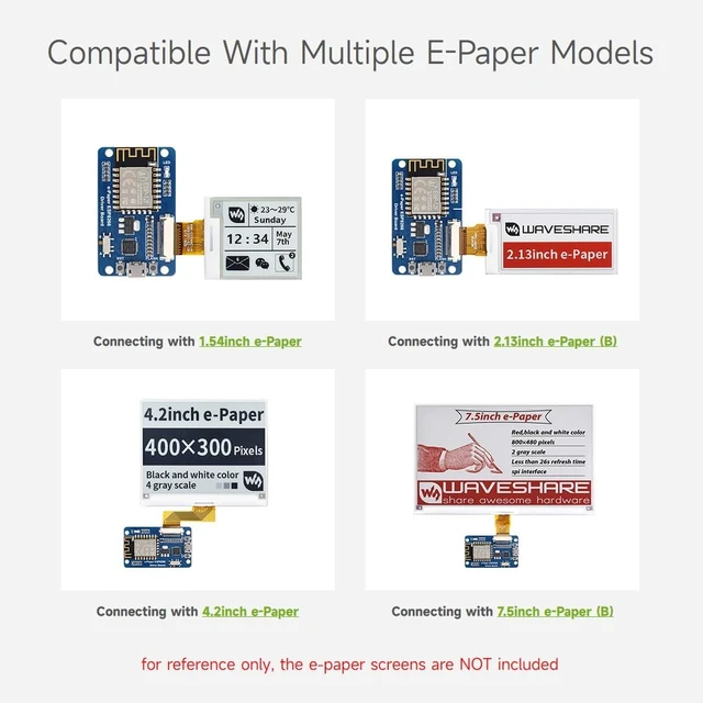 Alt view image 6 of 7 - Waveshare Universal e-Paper Driver Board with WiFi SoC ESP8266 onboard Support Various Waveshare SPI e-Paper Raw Panels