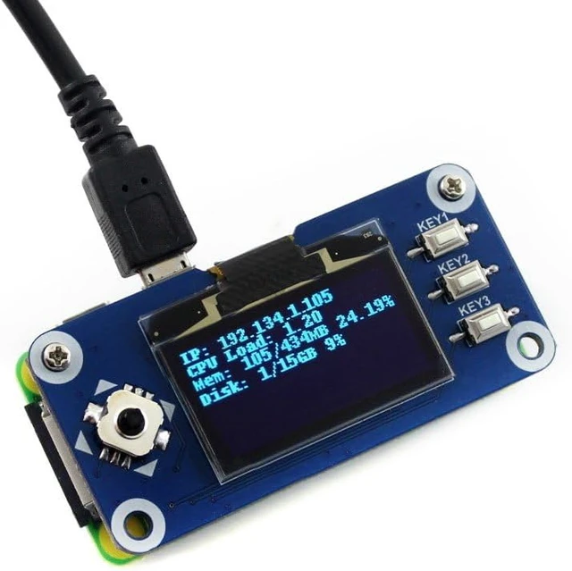 Alt view image 2 of 7 - Waveshare 1.3inch OLED Display HAT for Raspberry Pi 128x64 Pixels with Embedded Controller Communicating via SPI or I2C Interface.