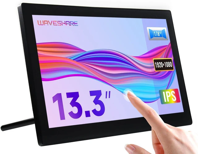 Main image of waveshare 13.3inch Capacitive Touch Screen LCD V1, with Case and Toughened Glass Cover, 1920×1080, HDMI, IPS,