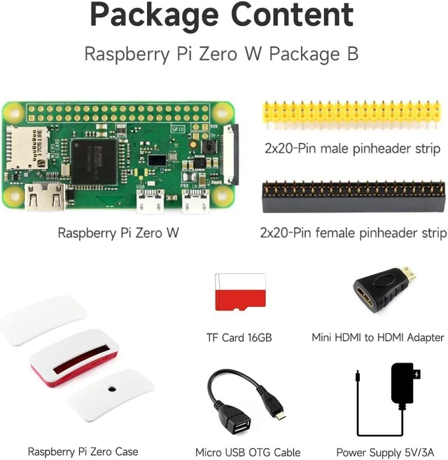 Alt view image 2 of 7 - Waveshare Development Kit Type B Compatible with Raspberry Pi Zero W (Built-in WiFi) Bundle with Micro TF Card Power Adapter Official Case and Other Basic Components (8 Items)