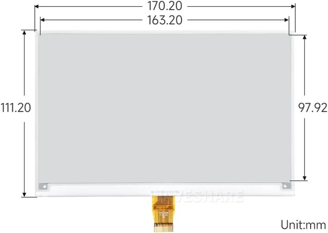 Alt view image 7 of 7 - Waveshare 7.5inch E-Ink Raw Display Compatible with Raspberry Pi 5/4B/3B/Zero/Zero W/Zero 2W/Pico/Pico W/Pico WH 800×480 Resolution with SPI Interface Without PCB