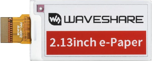 Main image of Waveshare 2.13inch E-Ink Raw Display Compatible with Raspberry Pi 4B/3B+/3B/2B/B+/A+/Zero/Zero W/WH/Zero 2W Series Boards 212x104 Resolution Three-Color with SPI Interface Without PCB