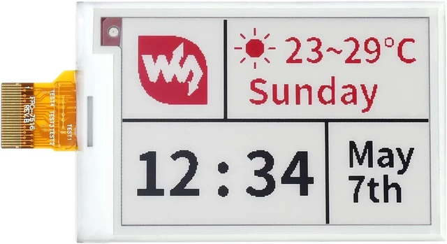 Alt view image 4 of 7 - waveshare 2.7inch E-Paper E-Ink Raw Display Compatible with Raspberry Pi 4B/3B+/3B/2B/B+/A+/Zero/Zero W/WH/Zero 2W Series Boards 264×176 Pixels Three-Color with SPI Interface Without PCB
