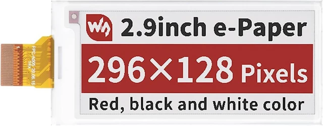 Main image of Waveshare 2.9inch E-Paper E-Ink Raw Display Compatible with Raspberry Pi 4B/3B+/3B/2B/B+/A+/Zero/Zero W/WH/Zero 2W Series Boards 296×128 Pixels Three-Color with SPI Interface Without PCB