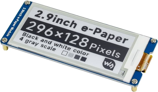 Main image of Waveshare 2.9inch E-Ink Display Module for Raspberry Pi & More, 296x128 Resolution, SPI Interface, Partial Refresh, Barebone PC Design