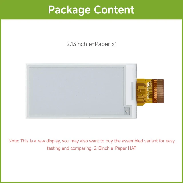Alt view image 2 of 6 - waveshare 2.13inch E-Ink Raw Display Compatible with Raspberry Pi 4B/3B+/3B/2B/B+/A+/Zero/Zero W/WH/Zero 2W Series Boards 250x122 Resolution SPI Interface Without PCB Supports Partial Refresh