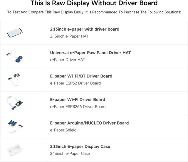 Alt view image 6 of 6 - waveshare 2.13inch E-Ink Raw Display Compatible with Raspberry Pi 4B/3B+/3B/2B/B+/A+/Zero/Zero W/WH/Zero 2W Series Boards 250x122 Resolution SPI Interface Without PCB Supports Partial Refresh