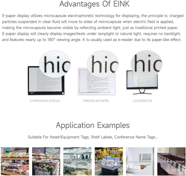 Alt view image 4 of 5 - Waveshare 2.9inch E-Ink Raw Display Compatible with Raspberry Pi 4B/3B+/3B/2B/B+/A+/Zero/Zero W/WH/Zero 2W Series Boards 296x128 Resolution with SPI Interface Without PCB Supports Partial Refresh