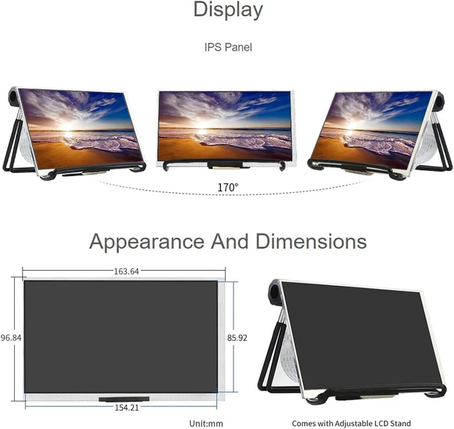 Alt view image 5 of 7 - waveshare 7inch Display Compatible with Raspberry Pi 4B/3B+/3B/2B/B+/A+/Zero/Zero W/WH/Zero 2W Series Boards 1024×600 Resolution DPI Interface IPS No Touch