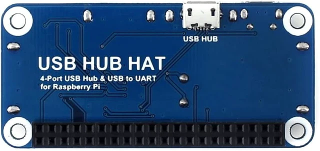 Alt view image 2 of 4 - Waveshare 4 Port USB HUB HAT, Compatible withRaspberry Pi 5/4B/3B/Zero/Zero W/Zero 2W/Pico/Pico W/Pico WH, USB to UART Onboard