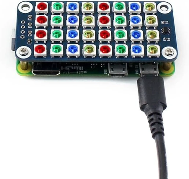 Alt view image 2 of 3 - Waveshare RGB LED HAT True Color Onboard 4 × 8 RGB LED Display Colorful Effect Controlled by Only One Signal Pin Supports Any Revision of Raspberry Pi
