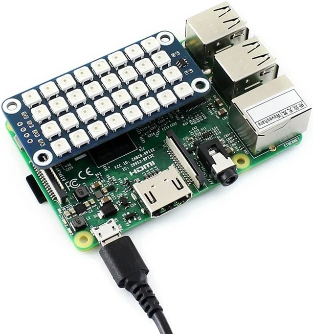 Alt view image 3 of 3 - Waveshare RGB LED HAT True Color Onboard 4 × 8 RGB LED Display Colorful Effect Controlled by Only One Signal Pin Supports Any Revision of Raspberry Pi