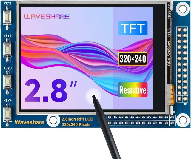 Main image of Waveshare 2.8inch Resistive Touch Screen TFT LCD, Compatible with Raspberry Pi 5/4B/3B/Zero/Zero W/Zero 2W/Pico/Pico W/Pico WH, 320x240 Resolution