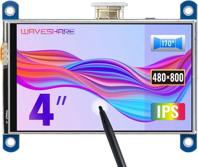 Main image of Waveshare 4inch Resistive Touch Screen LCD Compatible with Raspberry Pi 4B/3B+/3A+/2B/B+/A+/Zero/Zero W/WH/Zero 2W CM3+/4 480×800 Resolution HDMI IPS Low Power Consumption Supports Windows