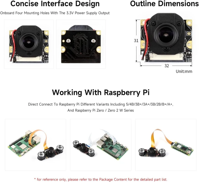 Alt view image 5 of 5 - waveshare Raspberry Pi IR-Cut Camera Module Kit 5MP OV5647 Sensor Supports Night Vision Embedded IR-Cut Better Image in Both Day and Night for RPi Zero /3 Model B/2B/ B/B+/A