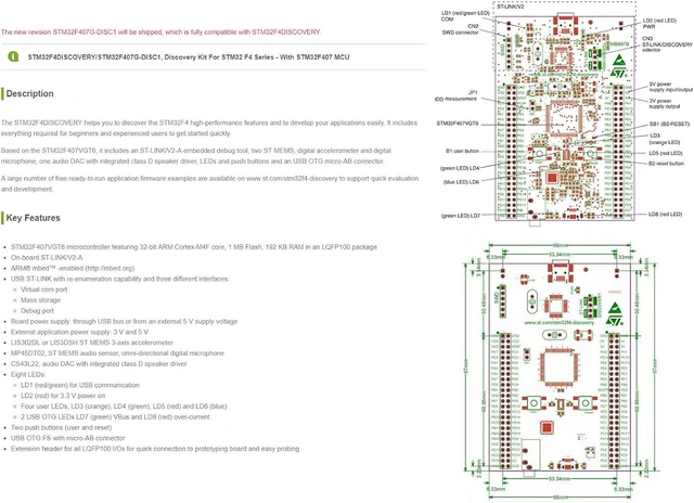 Alt view image 7 of 7 - Waveshare STM32F4DISCOVERY STM32 Discovery Kit for STM32 F4 series7 32-bit ARM Cortex-M4F Core 1 MB Flash 192 KB RAM STM32F4 Discovery Board