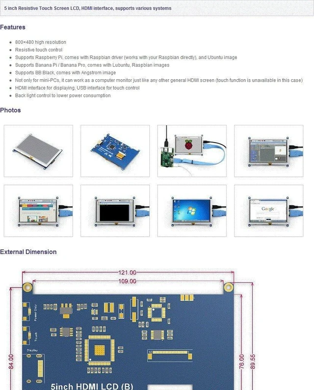 Alt view image 7 of 7 - Waveshare 5inch TFT Resistive Touch Screen Display Module HDMI Interface for Rapsberry Pi 5/4/ A/A+/B/B+/2 B/3 B & Banana pi & Beaglebone Black Provide Images Supports Various System