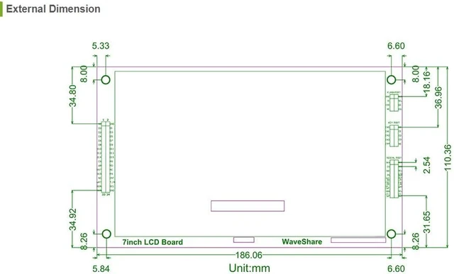 Alt view image 7 of 7 - Waveshare 7inch Capacitive Touch LCD 800X480 Pixel Multicolor TFT Display Module LED Backlight