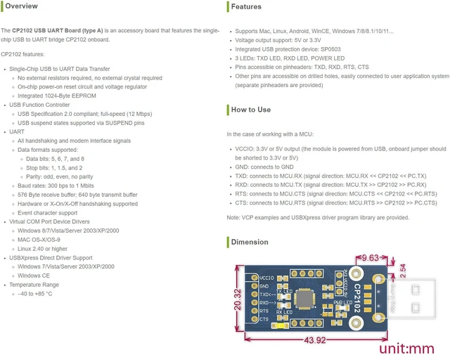 Alt view image 6 of 6 - Waveshare USB UART Board (Type A) Single-Chip USB to UART Data Transfer Convertor Module Development Board Supports Mac, Linux, Android, Wince, Windows 7/8/8.1/10/11...
