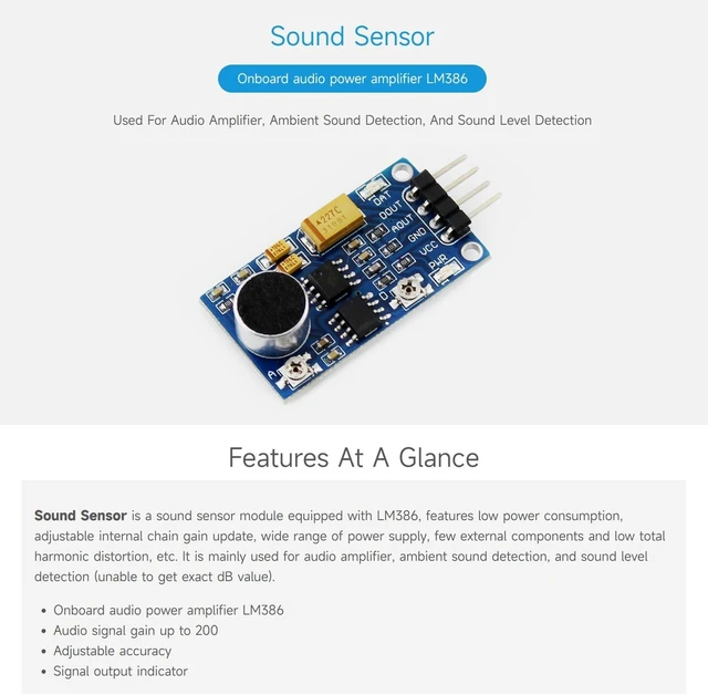 Alt view image 2 of 7 - Sound Detection Module Sound Sensor Module Voice Detector Sensor LM386 Intelligent Vehicle