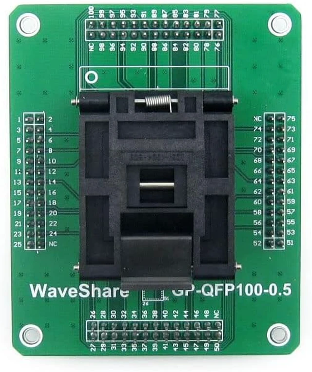 Alt view image 5 of 5 - Waveshare GP-QFP100-0.5 QFP100 TQFP100 LQFP100 IC51-1004-809 IC Test Socket Programming Adapter 0.5mm Pitch