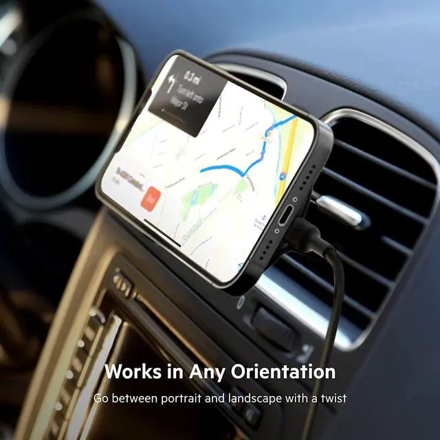 Alt view image 7 of 7 - Belkin Magsafe Compatible Car Phone Magnetic Charging Mount, Air Vent Phone Holder And Charger For Iphone 13, 12, Pro, Pro Max, Mini (Power Supply Included)