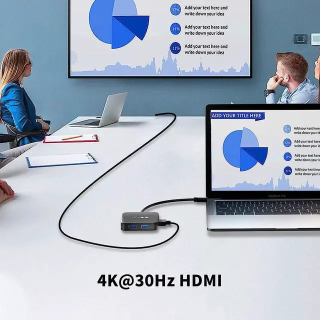 Alt view image 6 of 7 - USB C Hub, Multi-Port USB Type-C Hub with 4K HDMI, Power Delivery 100 W | 3 USB 3.0 Port | 1 Type-C 3.0 Port | USB Splitter Adapter for MacBook, Mac Mini, XPS, Laptop and USB C Devices (0.5ft)