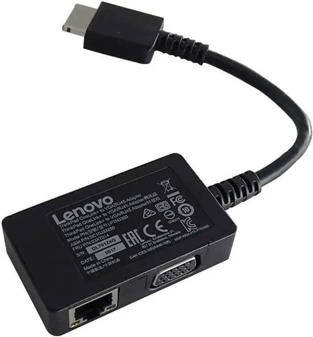 Alt view image 2 of 5 - OneLink VGA/RJ45 Ethernet Expansion Adapter Encrypted Cable for Lenovo ThinkPad Yoga 14, P40 Yoga, Yoga 260/460, X1 Yoga (1st Gen), X1 Carbon 4th Gen, 13 (2nd Gen) 4X90J31060 03X7014Y
