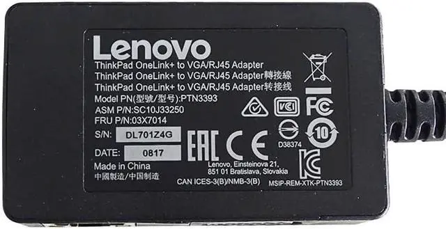 Alt view image 3 of 5 - OneLink VGA/RJ45 Ethernet Expansion Adapter Encrypted Cable for Lenovo ThinkPad Yoga 14, P40 Yoga, Yoga 260/460, X1 Yoga (1st Gen), X1 Carbon 4th Gen, 13 (2nd Gen) 4X90J31060 03X7014Y