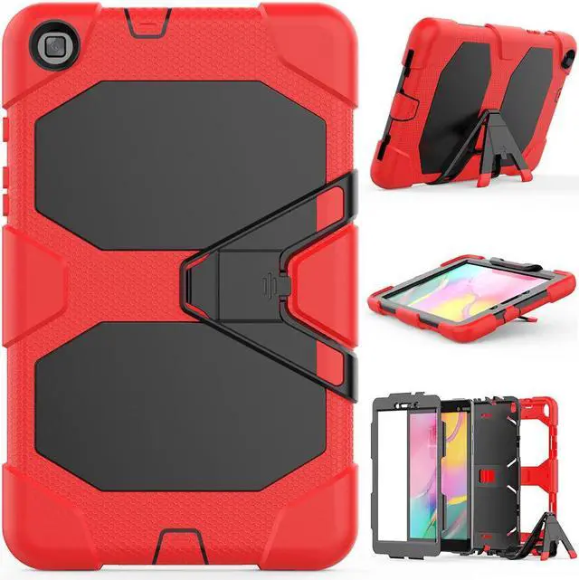 Main image of Galaxy Tab A 8.0 Kickstand Case, Premium Silicone Case Cover Ultra Thin and Lightweight Protection for Samsung Galaxy Tab A 8.0 2019 T290/T295 (Black/Red)