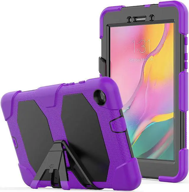 Alt view image 2 of 2 - Galaxy Tab A 8.0 Kickstand Case, Premium Silicone Case Cover Ultra Thin and Lightweight Protection for Samsung Galaxy Tab A 8.0 2019 T290/T295 (Black/Purple)