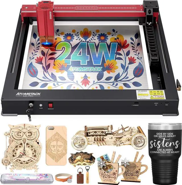 Main image of ATOMSTACK A24 PRO Laser Engraver 120W Unibody Laser Cutter 24W Output Efficient Expandable & Installation Free DIY Engraving Cutting Machine with Auto Air-Assist Control for Wood Metal Acrylic Craft